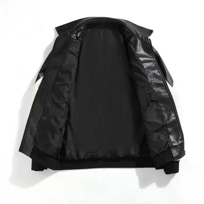 Two Tone Faux Leather Jacket - Image 3