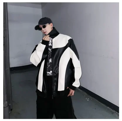Two Tone Faux Leather Jacket - Image 5
