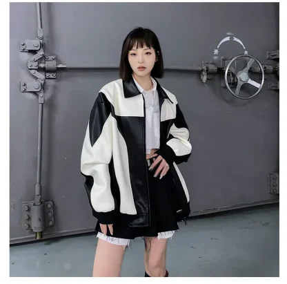 Two Tone Faux Leather Jacket - Image 4