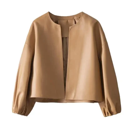 Sleek Plain Faux Leather Jacket