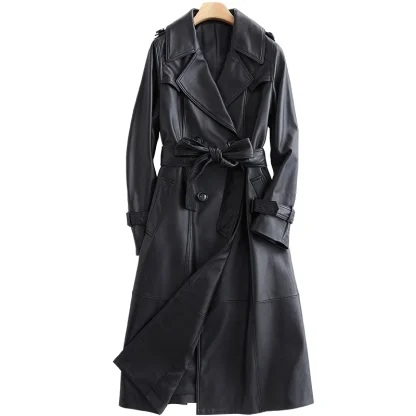 Long Black Faux Leather Jacket