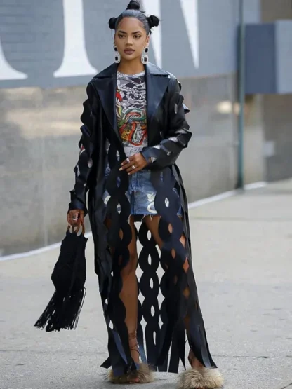 Hollow Out Faux Leather Jacket