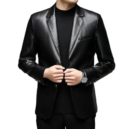 Formal Shiny Faux Leather Jacket
