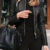 Plus Size Zippered Biker Jacket