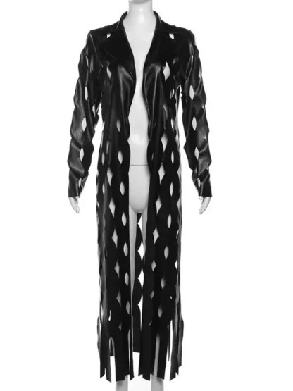 Hollow Out Faux Leather Jacket - Image 5