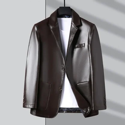 Formal Shiny Faux Leather Jacket - Image 2