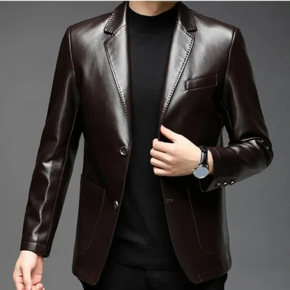 Formal Shiny Faux Leather Jacket - Image 3