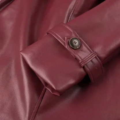 Notched Collar Belted Long Jacket - Image 6