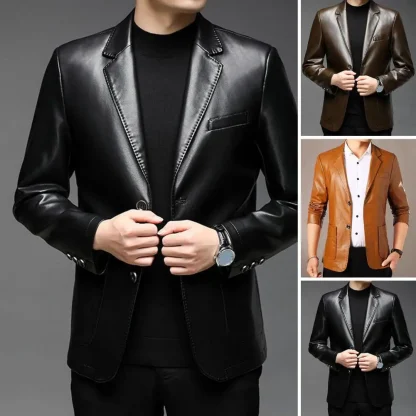 Formal Shiny Faux Leather Jacket - Image 6