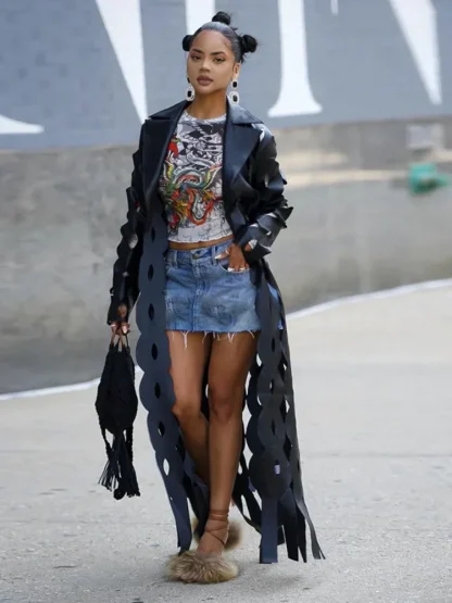 Hollow Out Faux Leather Jacket - Image 4