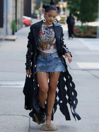 Hollow Out Faux Leather Jacket - Image 2