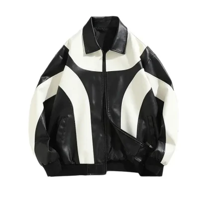 Two Tone Faux Leather Jacket