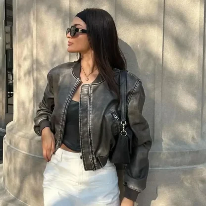 Chic Cropped Zippered Jacket