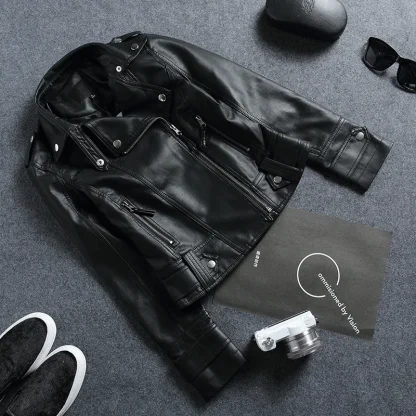 Women's Black Biker Jacket - Image 2