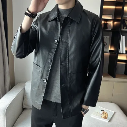 Turn Down Collar Buttoned Jacket - Image 4