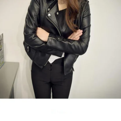 Women's Black Biker Jacket - Image 5