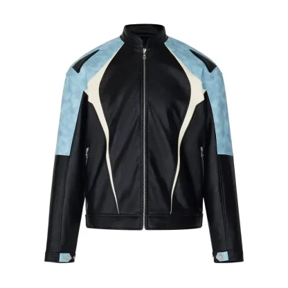 High-neck Zippered Moto Jacket