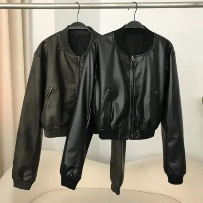 Plain Color Bomber Jacket - Image 5