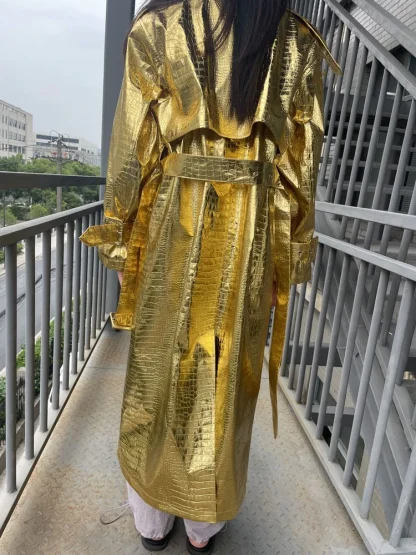 Metallic Belted Long Jacket - Image 7