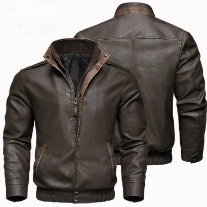 Men's Vintage Style Zippered Jacket - Image 2