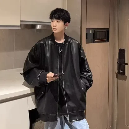 Oversized Black Bomber Jacket - Image 5