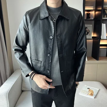 Turn Down Collar Buttoned Jacket - Image 5