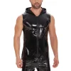Sleeveless Hooded Glossy Jacket