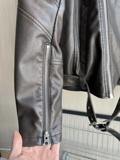 Classic Brown Asymmetrical Jacket - Image 2