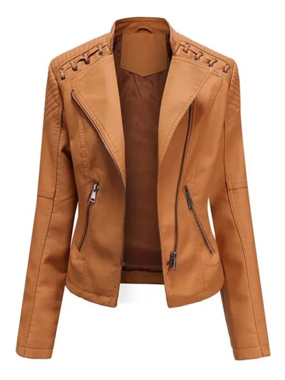 Chic Zippered Slim Fit Jackets - Image 3