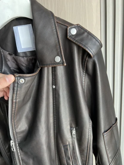 Classic Brown Asymmetrical Jacket - Image 3