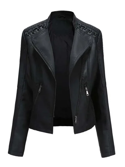 Chic Zippered Slim Fit Jackets - Image 4