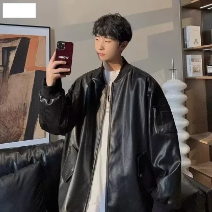 Oversized Black Bomber Jacket - Image 2