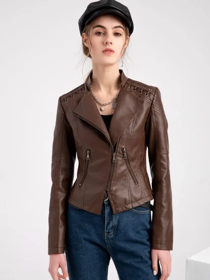 Chic Zippered Slim Fit Jackets - Image 5