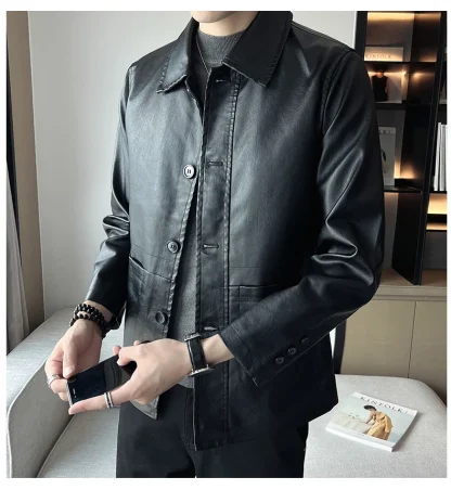 Turn Down Collar Buttoned Jacket - Image 6