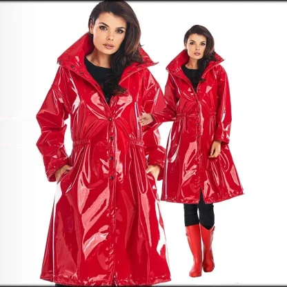 Shiny Knee Length Jacket - Image 2