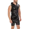 Sleeveless Hooded Glossy Jacket - Image 4