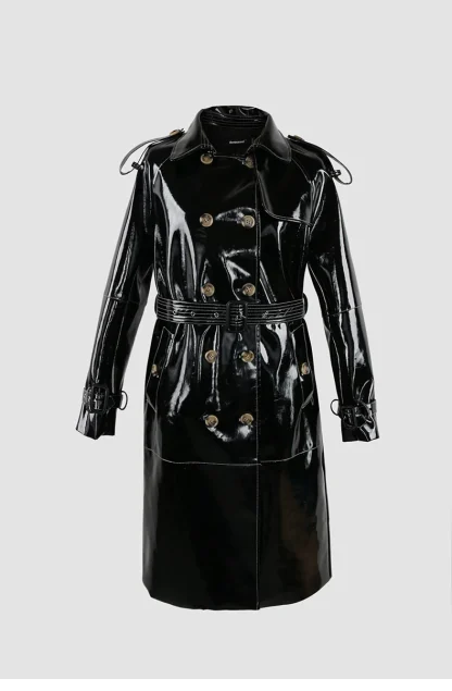 Glossy Belted Waist Jacket