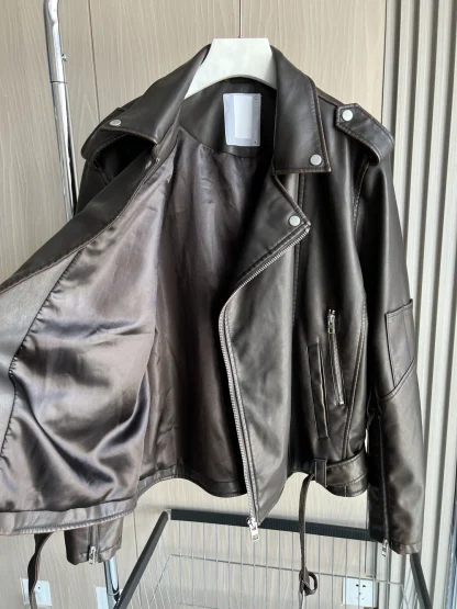 Classic Brown Asymmetrical Jacket - Image 5