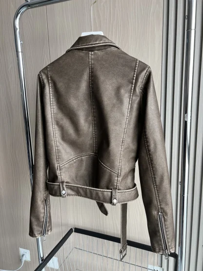 Asymmetrical Collar Retro Jacket - Image 5