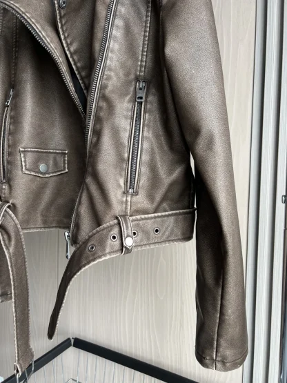Asymmetrical Collar Retro Jacket - Image 3