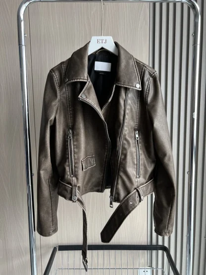 Asymmetrical Collar Retro Jacket - Image 2