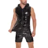 Sleeveless Hooded Glossy Jacket - Image 3