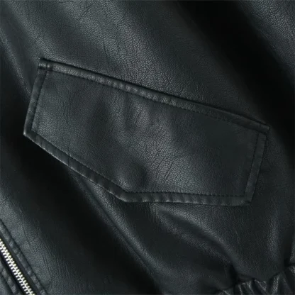 Elastic Hem Shiny Zippered Jackets - Image 6