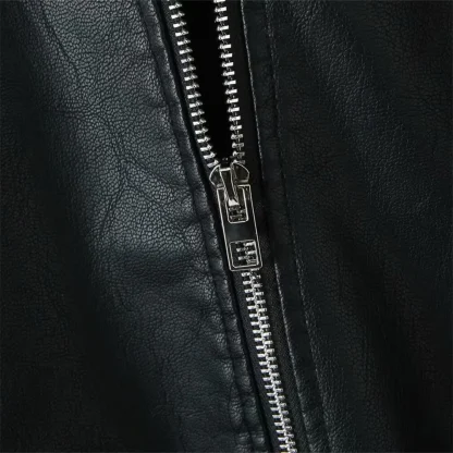 Elastic Hem Shiny Zippered Jackets - Image 5