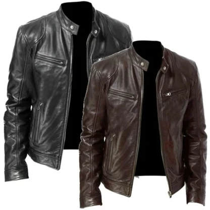 Buttoned Neck Zippered Jackets - Image 5