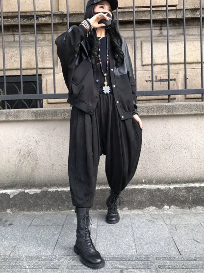 Loose Fit Black Cargo Jacket - Image 2