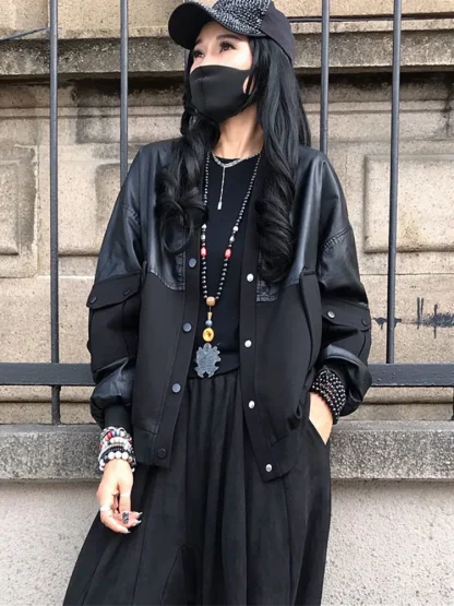 Loose Fit Black Cargo Jacket