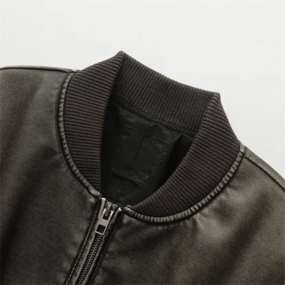 Retro Plain Bomber Jacket - Image 5