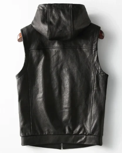 Hooded Sleeveless Retro Jacket - Image 3