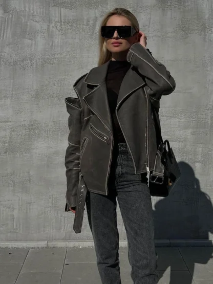Stylish Asymmetrical Zippered Jacket